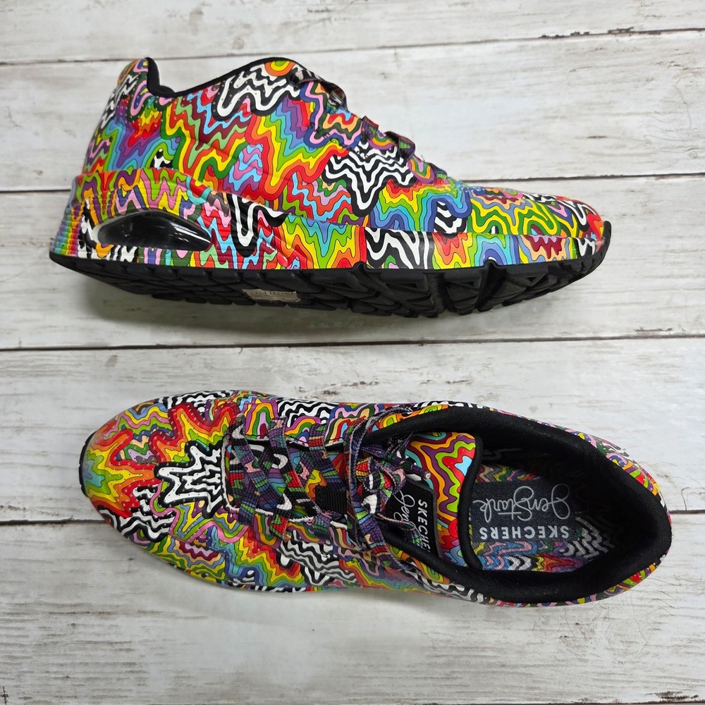 Skechers x Jen Stark Uno Drip Fashion Sneakers Women 7.5 Multicolor Psychedelic